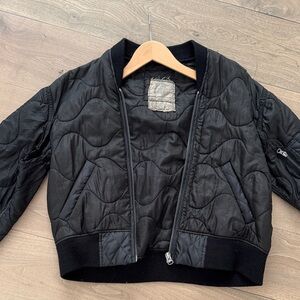R13 Black Quilted Bomber Jacket